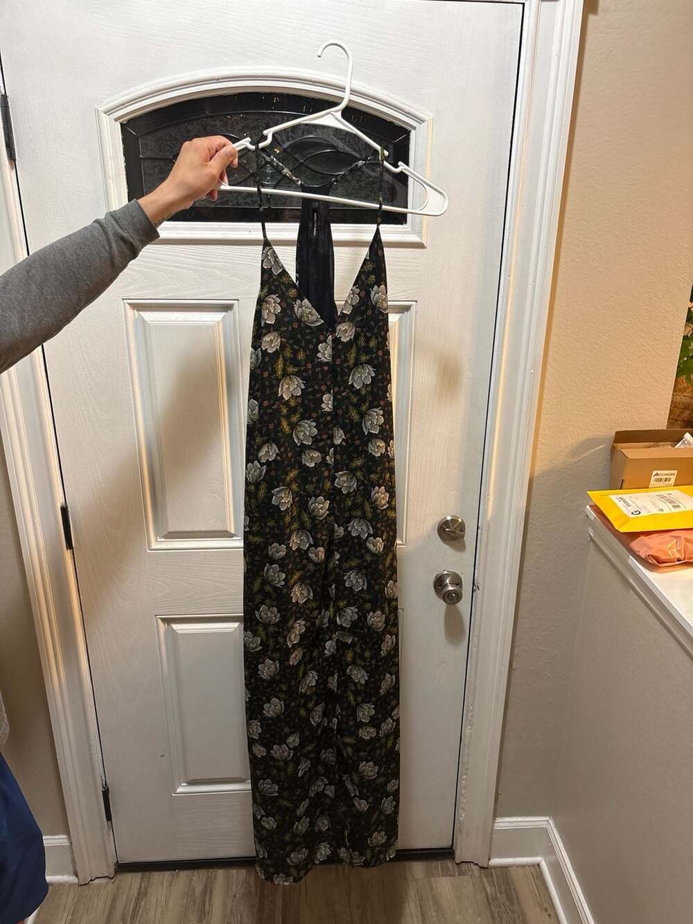 Smell The Roses Black Floral Slip Maxi Dress with Racerback